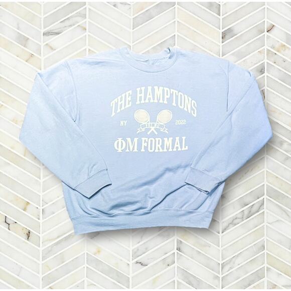 Vintage Sweaters - Phi Mu The Hamptons Womens Sweatshirt M Oversized Pullover  Preppy Tennis Blue